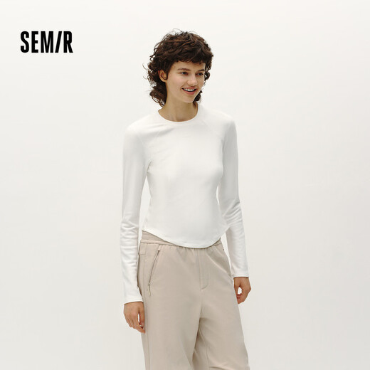 Same style as Semir shopping mall | Long-sleeved T-shirt for women winter short section split heating fleece slim fit 2025 top 102725101006