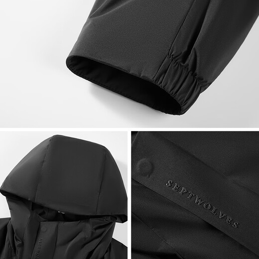 Septwolves Shopping Mall Same Style Cotton Clothes 2026 Spring New Arrival Business Travel Hooded Cotton Jacket Men's Warm Jacket 001 (Black) M /165/84A
