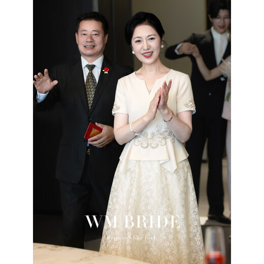 LISM International First-line Brand High-end Wedding Dress 2025 New Young Mother-in-law Wedding Banquet Dress Fake Two-Piece Dress Can Champagne Color 2XL