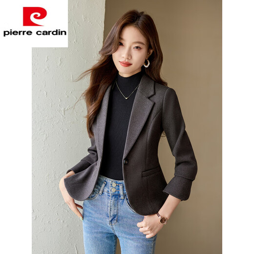 Pierre Cardin (Pierre Cardin) brown short blazer for women petite 2025 new autumn temperament slim slim casual small suit 1375 brown suit 3XL (131-140Jin Jin equals 0.5 kg)