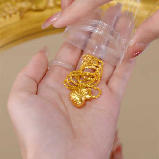 QMXD Gypsophila Gold Money Bag Necklace Women's Short Design Chinese Style Retro Pendant Imitation Sand Gold Does Not Fade for a Long Time Gold