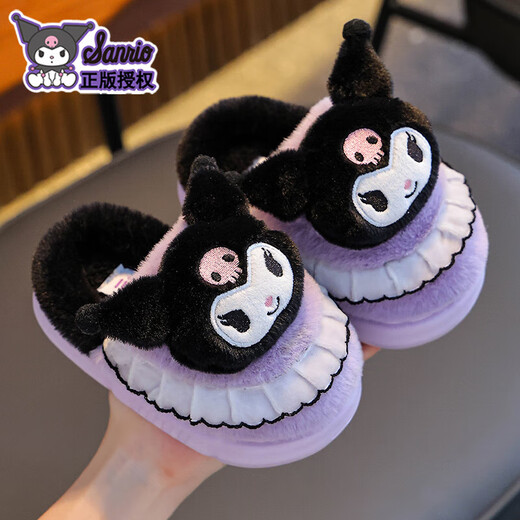 2025 new Sanrio winter girls' cotton slippers, warm and velvet Kuromi parent-child home children's cotton slippers, upgraded version of environmentally friendly material pink Melody slippers, size 12 36/37 (suitable for 35/36 feet)