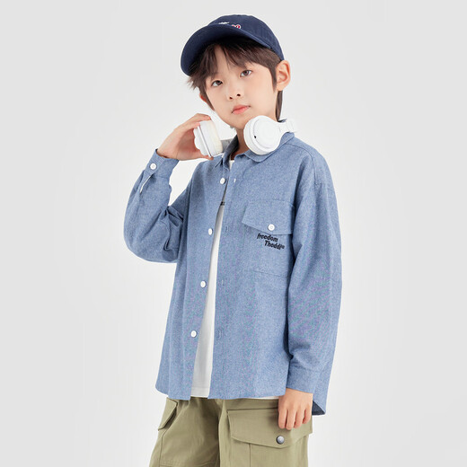 Duojia Old Money Style Shirts Boys' Shirts and Jackets Spring and Autumn Retro Washed Children's Imitation Denim Casual Tops