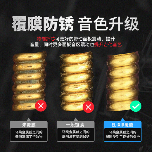 elixir伊利克斯电吉他弦19052/19002覆膜镀膜防锈琴弦美产进口琴弦 12027【09-46超薄覆膜】