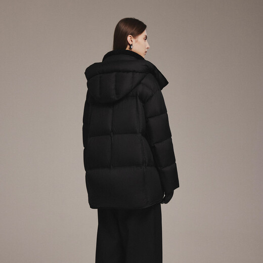 Tambor Puff Down Jacket Women's Mid-Length Removable Hat Autumn and Winter Warm Thick Jacket 5520510Z Black 160