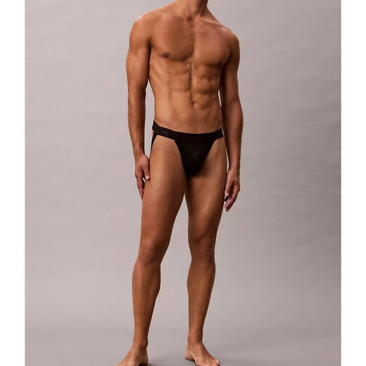 Calvin Klein CK men's thong underwear microfiber lace sports crotch protector sexy and comfortable holiday gift NB4428 black 1 pair S