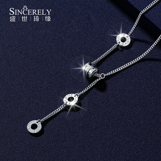 SHENGSHIQIYUAN platinum necklace women's pt950 platinum necklace clavicle chain 2023 summer new tassel small waist necklace 8.5-8.7 grams about 45cm