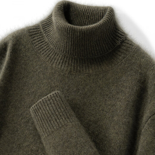 鄂尔多斯市产秋冬新款纯山羊绒衫男士高领毛衣宽松加厚针织打底衫 旗舰1980 藏蓝色 L