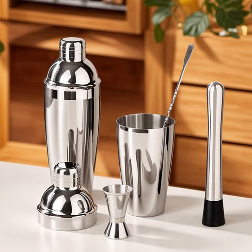 CLITON304 stainless steel cocktail mixer, milk tea shop hand-made lemon artifact cocktail hand-shake shaker cup and pot 4-piece set