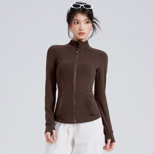 LULULOMDDW Autumn and Winter Yoga Jacket Women's Stand Collar Zipper Running Cycling Fitness Wear Pilates Training Sports Top Long Sleeve Blue L