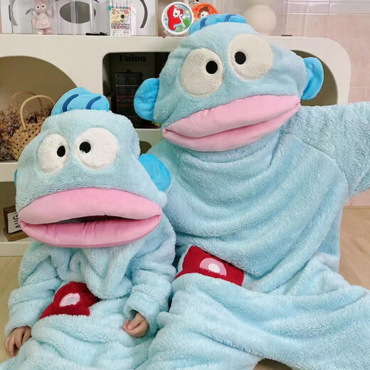 Manlinmu Ugly Fish One-piece Pajamas Ugly Fish Children's Cute Funny One-piece Pajamas Boys and Girls Autumn and Winter Thickened Coral Velvet Ugly 661 Ugly Fish Pajamas Children's S Children 140-150cm68-85