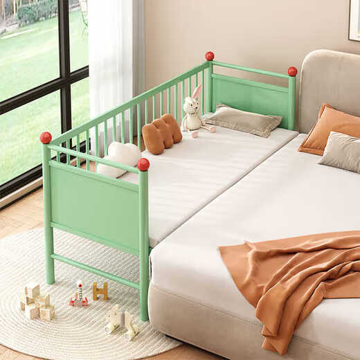 Jusi Iron Art Children's Spliced Bed with Guardrail Bed Baby Crib Extra Wide Large Bedside Artifact Baby Single Bed Children's Bed Pink Size Contact Customer Service for Customization