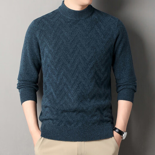 Deer King Optim cashmere sweater men's half turtleneck thickened warm sweater men's 100 pure cashmere autumn and winter new middle-aged bottoming shirt medium gray M 165 recommended weight 100-120Jin Jin equals 0.5 kg