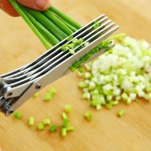 Kitchen chopped green onion scissors multi-functional stainless steel 5-layer chopped green onion scissors for cutting vegetables, cutting bean skin, seaweed and chopped green onion, five-layer green
