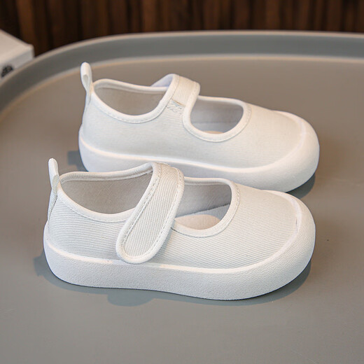 OLOEY kindergarten indoor shoes 3-6 years old soft-soled children's shoes small white shoes breathable non-slip canvas shoes boys and girls home shoes black baby campus shoes 27 inner length 16.8CM If you have fat feet, it is recommended to take a larger size