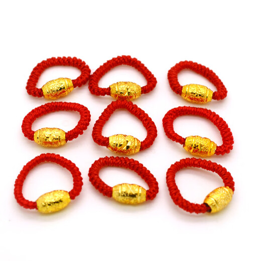 KZD Old Phoenix 999 pure gold ring gold ring female ring natal transfer bead ring braided red rope ring red rope transfer bead gold ring
