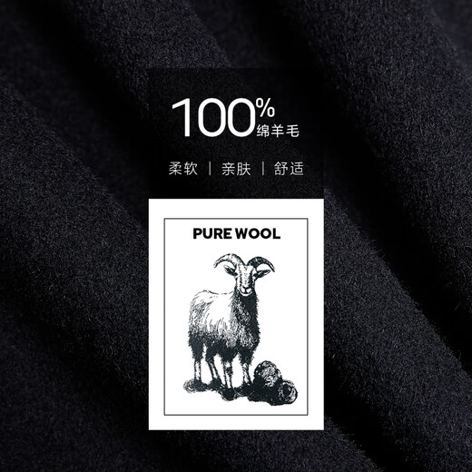 JACK&JONES men's autumn woolen coat pure wool daily commuting single-breasted loose long-sleeved coat 225427016 E40 black S (170)