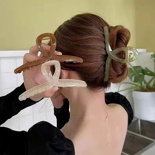 Jelly Color 11CM Cross Clip Temperament Hair Clip Simple Shark Clip Bath Hair Clip Headwear Women Jelly Coffee 11CM