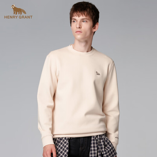 HENRY GRANT Henry Grant comfortable round neck autumn standard printed men's sweatshirt bottoming shirt regular winter long sleeve light apricot color one size 46 (170/92A)