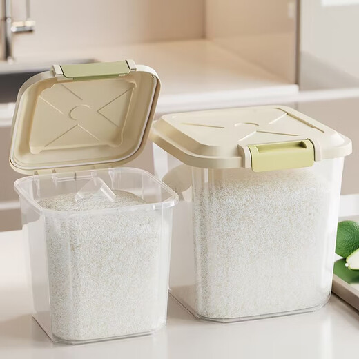 Rice bucket household large bucket noodle grain storage special bucket moisture-proof and insect-proof sealed rice vat clothing storage box thickened transparent 10Jin Jin equals 0.5kg with rice cup