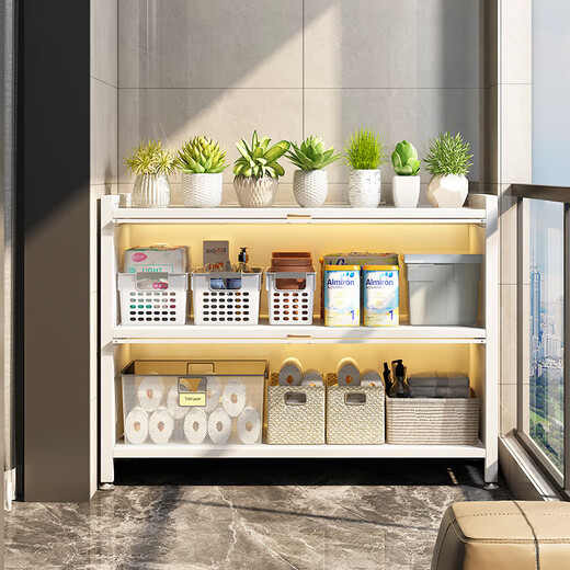 Household storage cabinet living room balcony storage cabinet against the wall integrated multi-layer steel shoe cabinet sundry storage cabinet locker gray 3 doors 4 layers 120*42*112-extra thick carbon steel