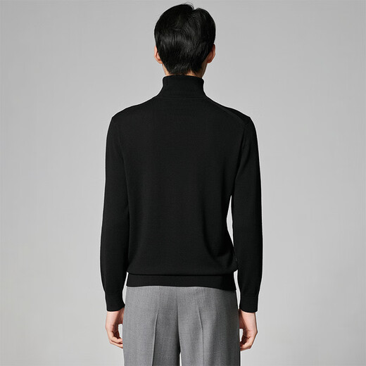 Angel Bird Wool Sweater Men's 2025 Fall Men's 100% Sheep Wool Business Casual Long Sleeve Sweater Turtle Collar Sweater Black XL -50(180/100)