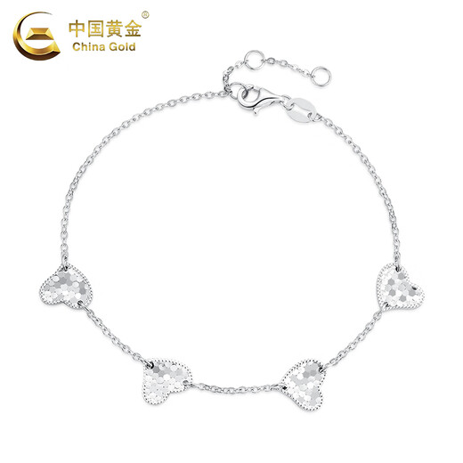 China Gold (CHINA GOLD) PT950 Platinum Heart to Heart Bracelet Female Beehive Love Valentine's Day Birthday Gift for Girlfriend and Wife Platinum Heart to Heart Bracelet About 3.4g Heart-beating Gift Box