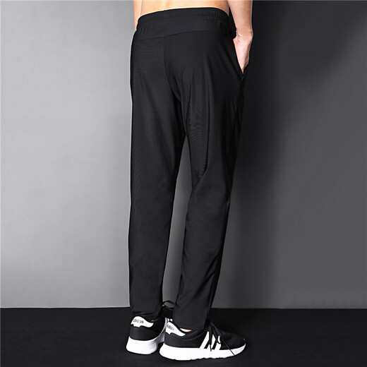 GuXING (GUXING) summer thin ice silk ultra-thin breathable cold silky quick-drying sports men's straight pants loose trousers casual pants black 4855 ice silk straight 2XL/185
