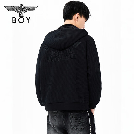 BOY LONDON Cardigan Sweatshirt for Men and Women Couples Spring and Autumn Texture Casual Sports Hooded Jacket N06024 Black S