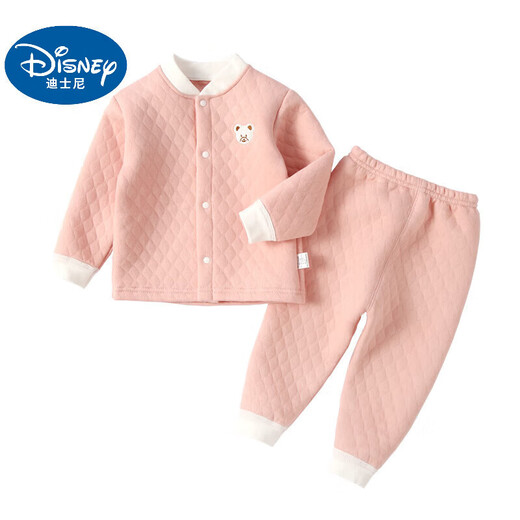 迪士尼（Disney）新生儿套装宝宝保暖内衣婴儿衣服夹棉秋衣秋裤外穿加厚儿童秋冬季 粉色小熊(夹棉) 100 建议90-100cm1岁半-2岁cm