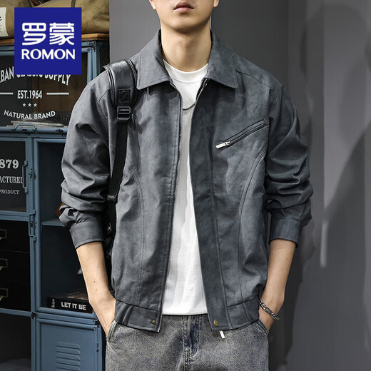 Romon 2025 Autumn and Winter Maillard Retro Jacket Men's Autumn New Clothes American Casual Handsome Pilot Jacket Men's Brown Regular L Suitable for 120-140 Jin Jin equals 0.5 kg