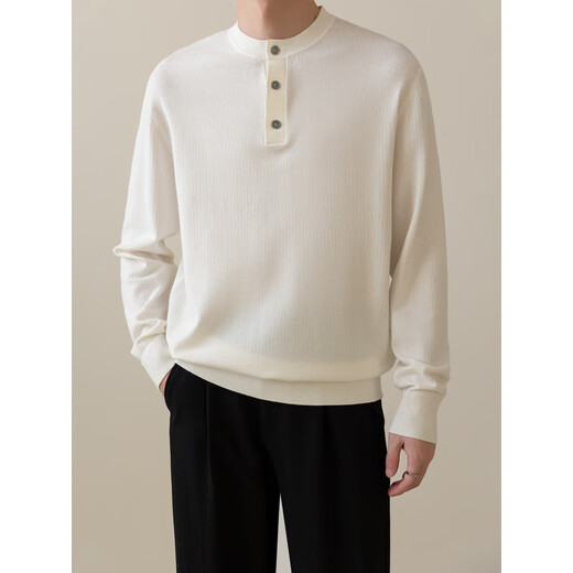 KXKE autumn and winter men's new style 2025 Henry collar simple sweater men's casual commuting sweater half-cardigan long-sleeved inner wear black M