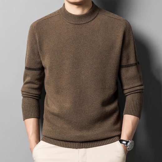 XJSGS luxury international brand men's high-end wool sweater 100% pure wool autumn and winter round neck knitted sweater men's inner wear high-end cirrus ready stock XL /115 recommended 135-155 Jin Jin equals 0.5 kg