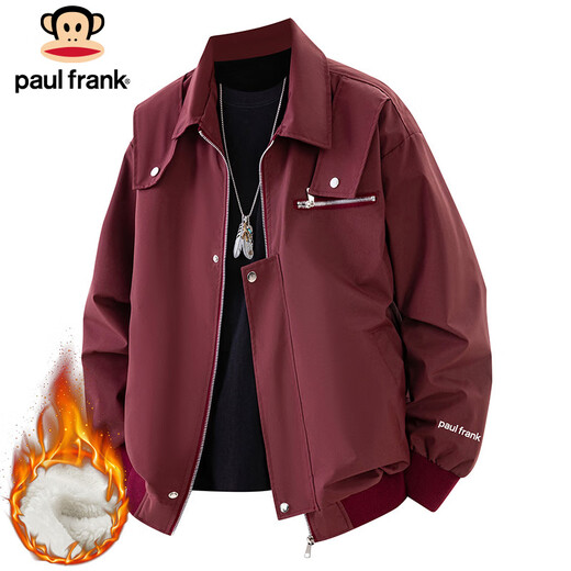 Paul Frank Jacket Men's Autumn and Winter American Functional Work Jacket Men's Trendy Brand Top Men's Black Velvet XL