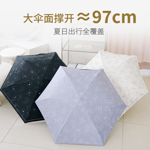 WPC.WPC Parasol Suncreen Parasol Small and Portable Double-usage Femme de haute qualité Hook Sun Sunlla Vinyl Pearl Retro Umbrella-White 801-15924-102Of