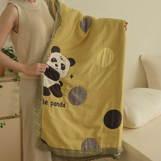 Cat Category A ten-layer gauze blanket towel quilt 100% cotton thickened air-conditioned quilt single and double baby blanket summer Apple Panda pure gauze 200x230cm double size about 6 points 5 Jin Jin equals 0.5 kg