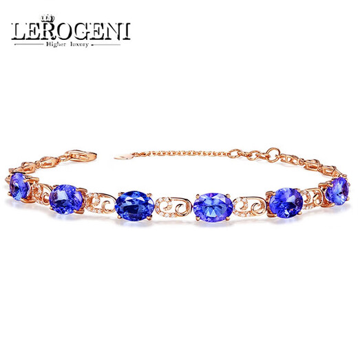 Lirokini Bracelet Women's Tanzanite Blue Gemstone 18 Gold K High-End Luxury Jewelry Birthday Memorial Gift Tanzanite Bracelet (Customized)