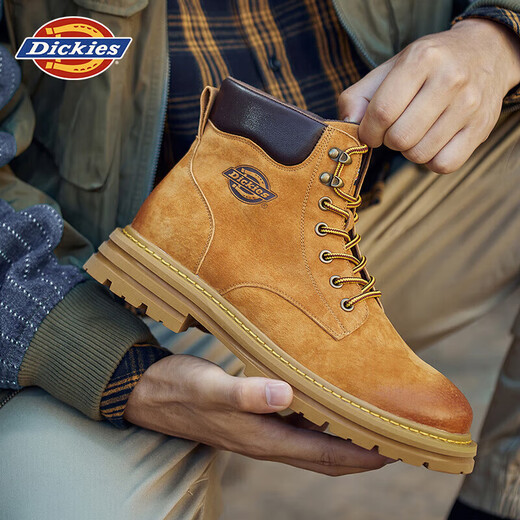 Dickies men's Martin boots high-top fashionable men's boots work boots couple boots men's earthy yellow 41-men's style