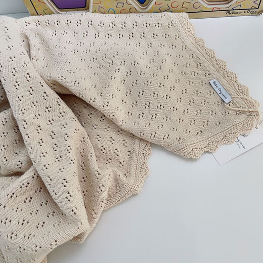 Zailu new four-season children's blanket pure cotton edge knitted blanket baby blanket air conditioning quilt off-white blanket 86 x92cm
