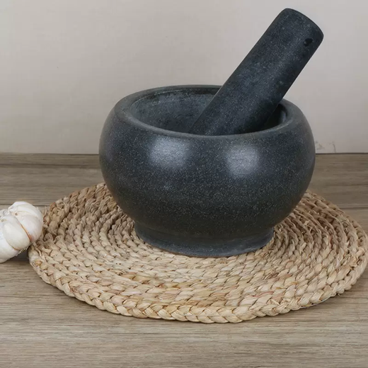 Yusenyi natural bluestone mortar garlic masher household kitchen garlic masher press garlic mash medicine jar food grinder bowl garlic mortar medium diameter 14CM