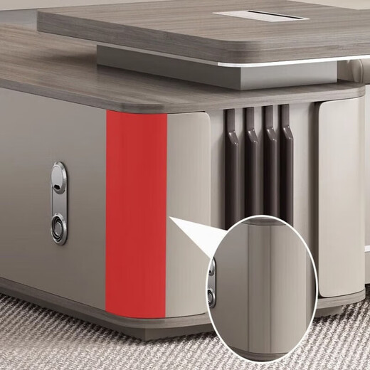 Light luxury boss table and chair combination, simple and modern president's office office furniture, chairman manager leader's elegant desk, including home installation, 2.0 meters luxury double cabinets