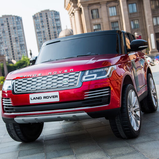 AWZ Land Rover children's electric car four-wheel off-road car for boys and girls with remote control two-seater toy car can sit large white model remote control/LCD screen + fb soft wheel + dual four-drive