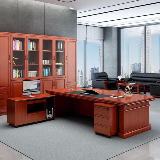 Boss desk, president desk, executive desk, single supervisor desk, manager desk and chair combination, simple modern office furniture 2.0 meters - single table + double mobile cabinets