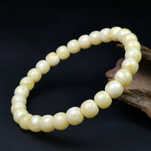 Amber style, one thing, one picture, one certificate, beeswax bracelet, natural amber white beeswax women's bracelet, white flower beeswax bracelet, 6.68g, 7*6mm