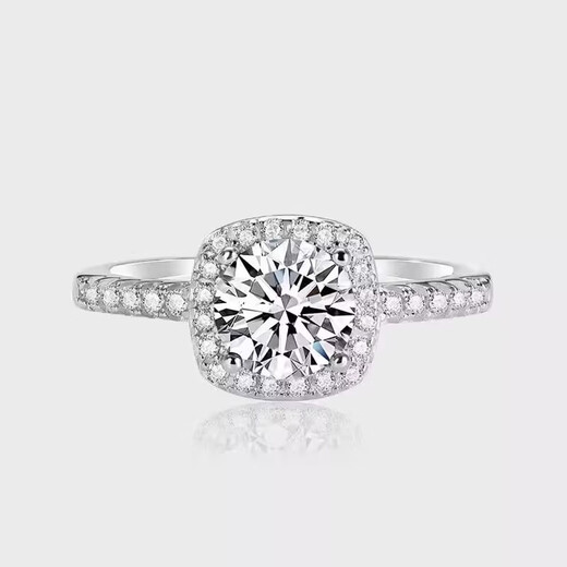 I Do platinum PT950 diamond ring for women 1 carat classic square package cultivated diamond proposal engagement wedding ring for girlfriend classic square package 1 carat diamond opening adjustable