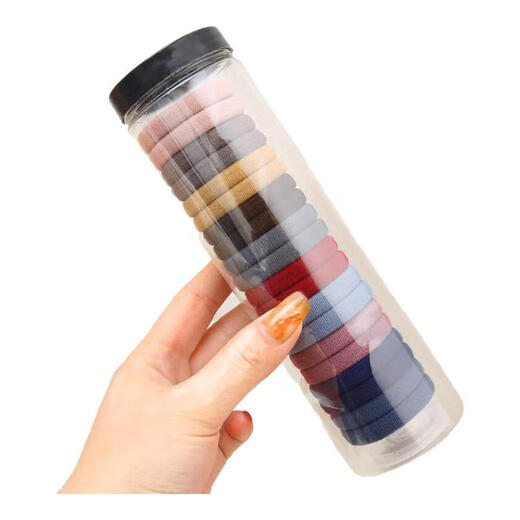 New canned high ponytail headband hair tie for girls, high elasticity and durable rubber band leather headband, 1 can of 20 pieces, Morandi color