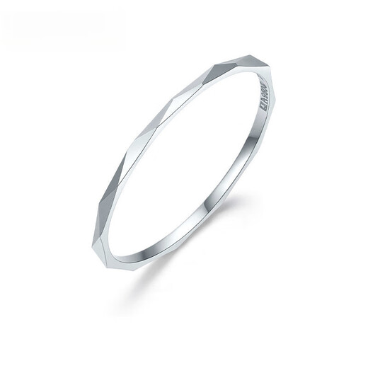 Chinese Valentine's Day Gift Box Liuguifu Platinum Ring Women's PT950 Platinum Geometric Circle Smooth Stacked Ring Diamond Ring 0.50g Diamond Ring No. 14