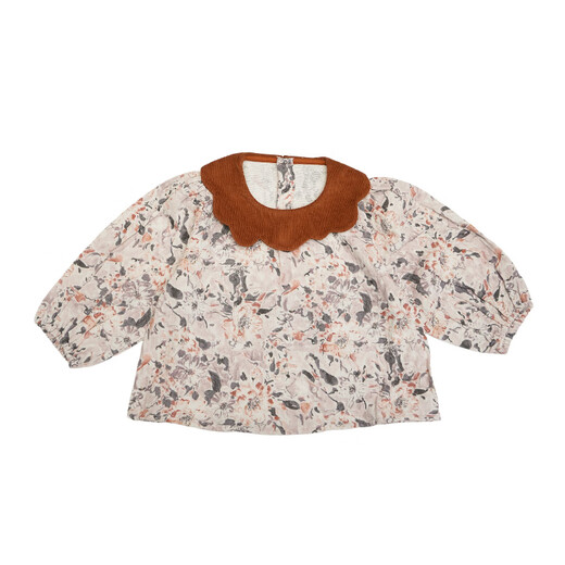 LELE JOVE Nordic style girls' double-layer gauze printed princess long-sleeved shirt Flower Language Pink 90 cm