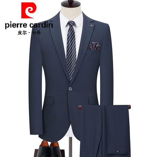 Pierre Cardin Wool Suit Men's 2025 Autumn and Winter New Middle-aged Men's High-end Business Casual Formal Wedding Suit 2601 Gray Stripe Two Buttons Bilateral Slits XL (180) - Recommended weight 145-165 Jin Jin equals 0.5 kg