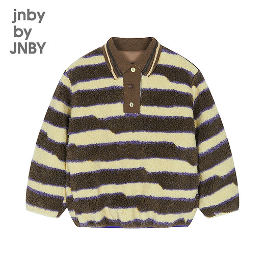 jnby by JNBY新款江南布衣童装仿皮草A型合体长袖翻领25秋男女童1P9T11730 964/卡其咖条/格 100 cm